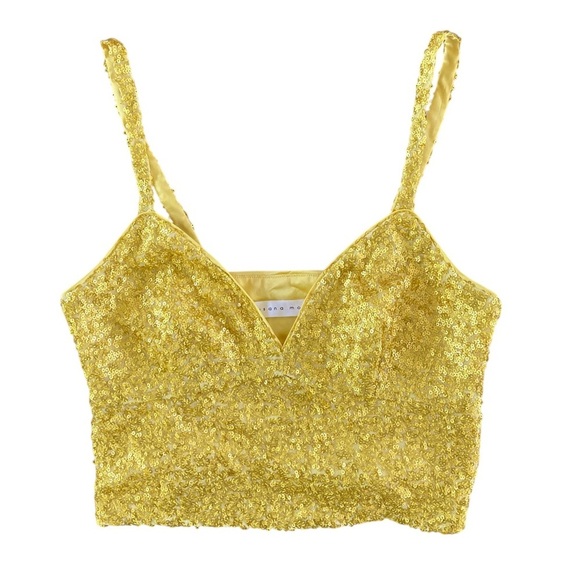 Susana Monaco Sequin String Crop Top Sunshine Yellow NWOT - Picture 7 of 8
